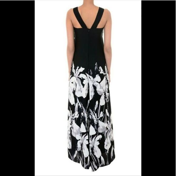 Halston Heritage Iris Print Crepe Halter Split Front Maxi Dress Size 0 - Picture 5 of 12